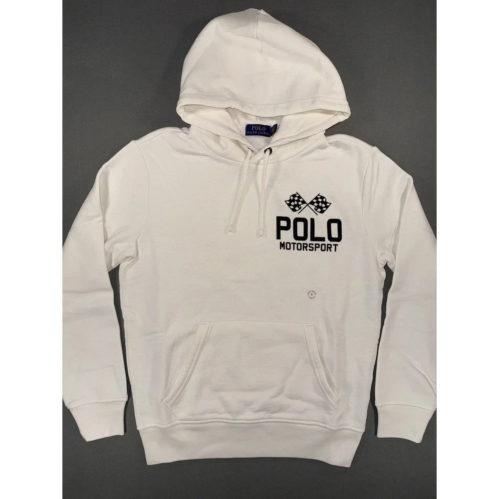 Polo Ralph Lauren Polo Motorsport Hoodie White With Back Graphic Mens Size S NWT